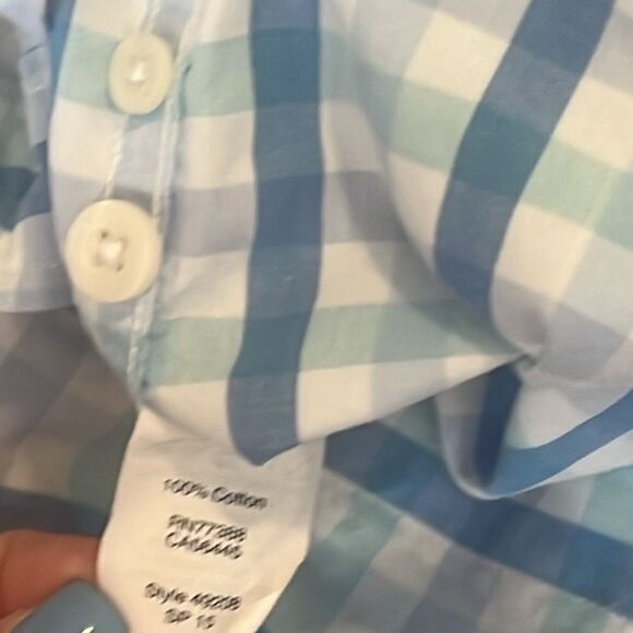 J Crew Blue and White Checked Long Sleeves Button Down Slim Shirt Size Small - Picture 6 of 7